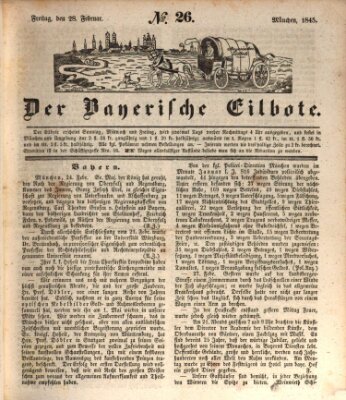 Baierscher Eilbote (Münchener Bote für Stadt und Land) Freitag 28. Februar 1845