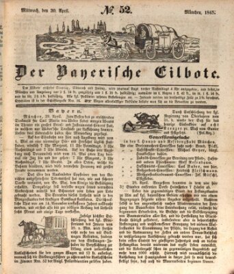 Baierscher Eilbote (Münchener Bote für Stadt und Land) Mittwoch 30. April 1845