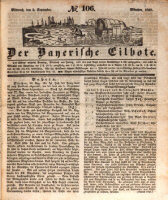 Baierscher Eilbote (Münchener Bote für Stadt und Land) Mittwoch 3. September 1845