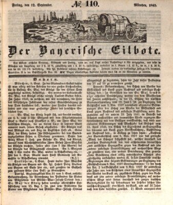 Baierscher Eilbote (Münchener Bote für Stadt und Land) Freitag 12. September 1845