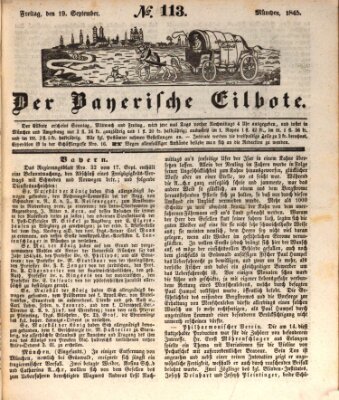 Baierscher Eilbote (Münchener Bote für Stadt und Land) Freitag 19. September 1845