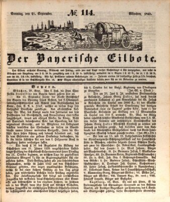 Baierscher Eilbote (Münchener Bote für Stadt und Land) Sonntag 21. September 1845