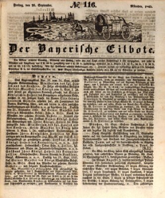 Baierscher Eilbote (Münchener Bote für Stadt und Land) Freitag 26. September 1845