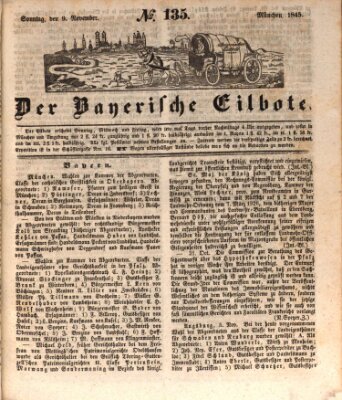 Baierscher Eilbote (Münchener Bote für Stadt und Land) Sonntag 9. November 1845