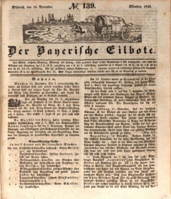 Baierscher Eilbote (Münchener Bote für Stadt und Land) Mittwoch 19. November 1845