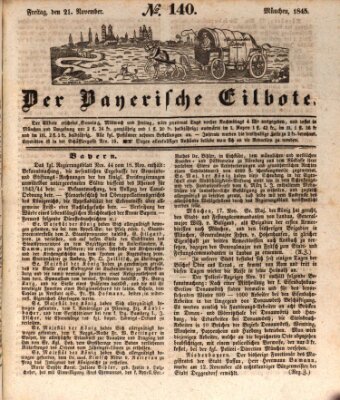 Baierscher Eilbote (Münchener Bote für Stadt und Land) Freitag 21. November 1845