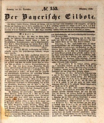 Baierscher Eilbote (Münchener Bote für Stadt und Land) Sonntag 21. Dezember 1845