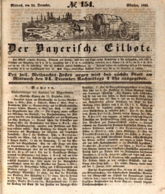 Baierscher Eilbote (Münchener Bote für Stadt und Land) Mittwoch 24. Dezember 1845