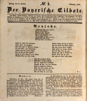 Baierscher Eilbote (Münchener Bote für Stadt und Land) Freitag 2. Januar 1846