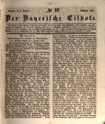 Baierscher Eilbote (Münchener Bote für Stadt und Land) Sonntag 8. Februar 1846