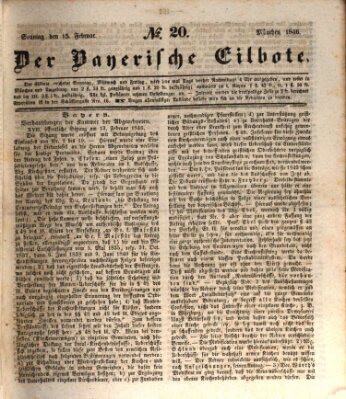 Baierscher Eilbote (Münchener Bote für Stadt und Land) Sonntag 15. Februar 1846