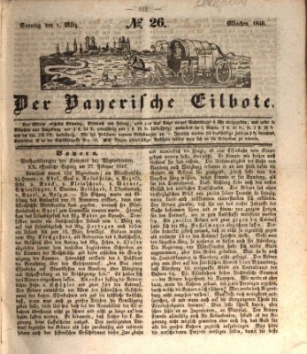 Baierscher Eilbote (Münchener Bote für Stadt und Land) Sonntag 1. März 1846