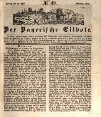 Baierscher Eilbote (Münchener Bote für Stadt und Land) Freitag 24. April 1846