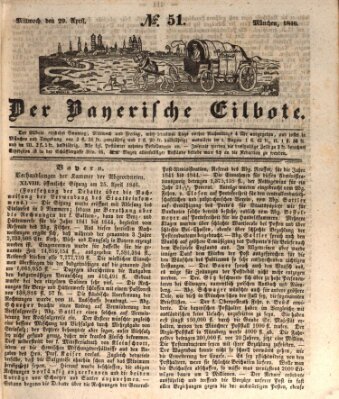 Baierscher Eilbote (Münchener Bote für Stadt und Land) Mittwoch 29. April 1846