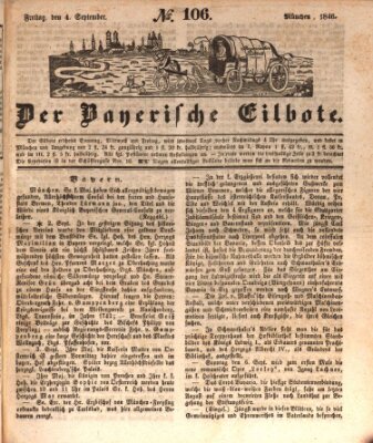 Baierscher Eilbote (Münchener Bote für Stadt und Land) Freitag 4. September 1846