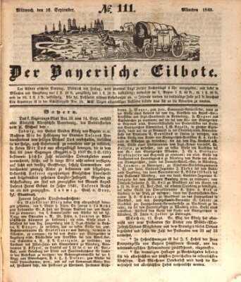 Baierscher Eilbote (Münchener Bote für Stadt und Land) Mittwoch 16. September 1846