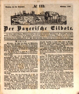 Baierscher Eilbote (Münchener Bote für Stadt und Land) Sonntag 20. September 1846