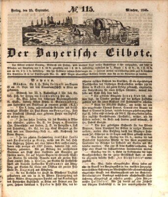 Baierscher Eilbote (Münchener Bote für Stadt und Land) Freitag 25. September 1846