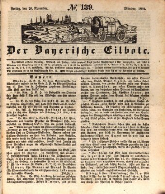 Baierscher Eilbote (Münchener Bote für Stadt und Land) Freitag 20. November 1846