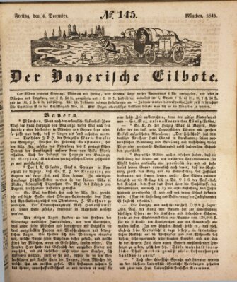 Baierscher Eilbote (Münchener Bote für Stadt und Land) Freitag 4. Dezember 1846