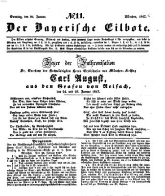 Baierscher Eilbote (Münchener Bote für Stadt und Land) Sonntag 24. Januar 1847