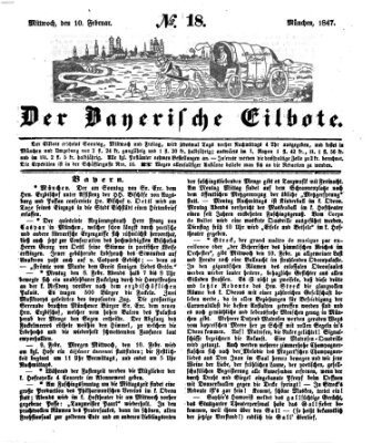 Baierscher Eilbote (Münchener Bote für Stadt und Land) Mittwoch 10. Februar 1847