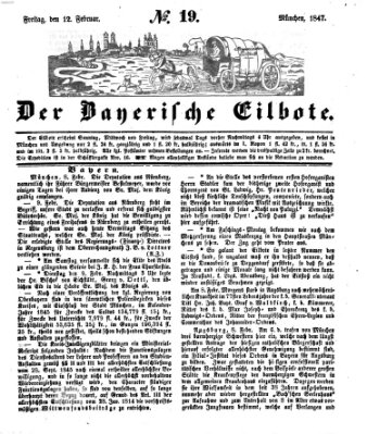 Baierscher Eilbote (Münchener Bote für Stadt und Land) Freitag 12. Februar 1847