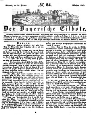 Baierscher Eilbote (Münchener Bote für Stadt und Land) Mittwoch 24. Februar 1847