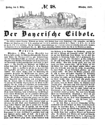 Baierscher Eilbote (Münchener Bote für Stadt und Land) Freitag 5. März 1847