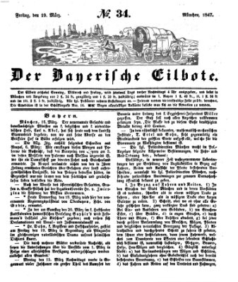 Baierscher Eilbote (Münchener Bote für Stadt und Land) Freitag 19. März 1847