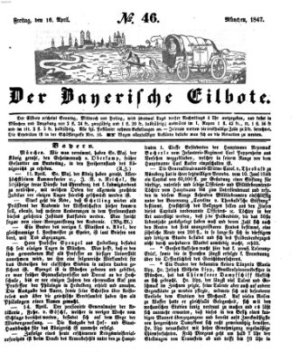 Baierscher Eilbote (Münchener Bote für Stadt und Land) Freitag 16. April 1847