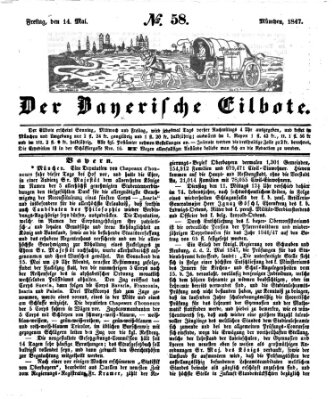 Baierscher Eilbote (Münchener Bote für Stadt und Land) Freitag 14. Mai 1847