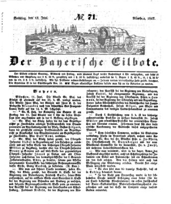 Baierscher Eilbote (Münchener Bote für Stadt und Land) Sonntag 13. Juni 1847