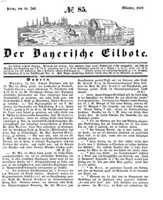 Baierscher Eilbote (Münchener Bote für Stadt und Land) Freitag 16. Juli 1847