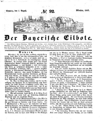 Baierscher Eilbote (Münchener Bote für Stadt und Land) Sonntag 1. August 1847