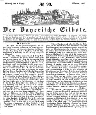 Baierscher Eilbote (Münchener Bote für Stadt und Land) Mittwoch 4. August 1847