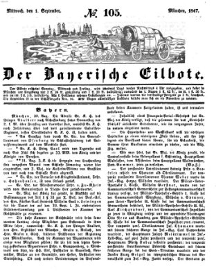 Baierscher Eilbote (Münchener Bote für Stadt und Land) Mittwoch 1. September 1847