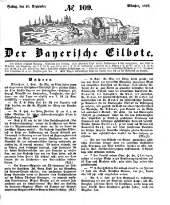 Baierscher Eilbote (Münchener Bote für Stadt und Land) Freitag 10. September 1847