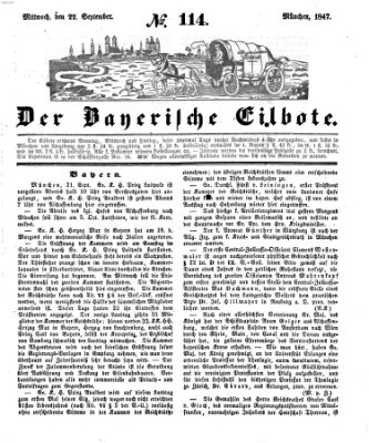 Baierscher Eilbote (Münchener Bote für Stadt und Land) Mittwoch 22. September 1847