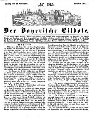 Baierscher Eilbote (Münchener Bote für Stadt und Land) Freitag 24. September 1847