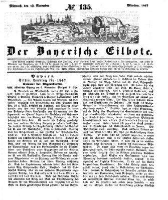 Baierscher Eilbote (Münchener Bote für Stadt und Land) Mittwoch 10. November 1847