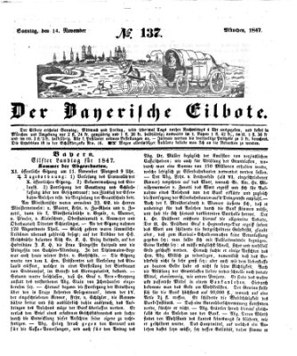 Baierscher Eilbote (Münchener Bote für Stadt und Land) Sonntag 14. November 1847