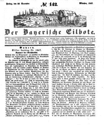 Baierscher Eilbote (Münchener Bote für Stadt und Land) Freitag 26. November 1847