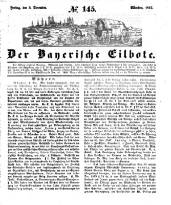 Baierscher Eilbote (Münchener Bote für Stadt und Land) Freitag 3. Dezember 1847