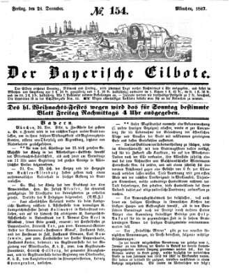 Baierscher Eilbote (Münchener Bote für Stadt und Land) Freitag 24. Dezember 1847