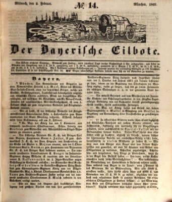 Baierscher Eilbote (Münchener Bote für Stadt und Land) Mittwoch 2. Februar 1848