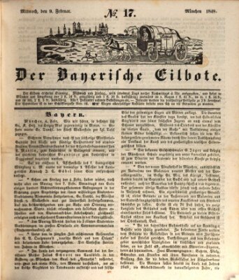 Baierscher Eilbote (Münchener Bote für Stadt und Land) Mittwoch 9. Februar 1848