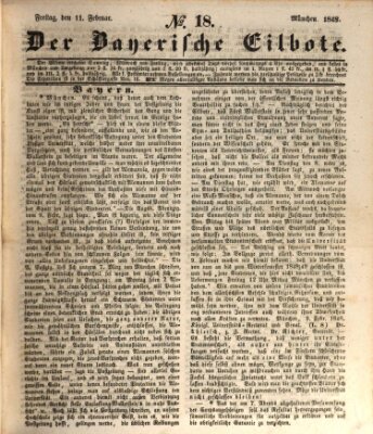 Baierscher Eilbote (Münchener Bote für Stadt und Land) Freitag 11. Februar 1848