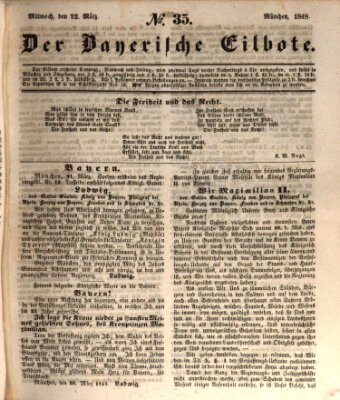 Baierscher Eilbote (Münchener Bote für Stadt und Land) Mittwoch 22. März 1848