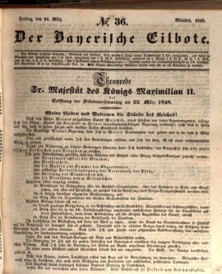 Baierscher Eilbote (Münchener Bote für Stadt und Land) Freitag 24. März 1848